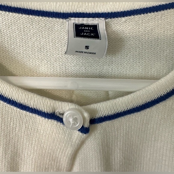Janie and Jack Crop white blue Bouquet Cardigan Girls Size 5 - Picture 3 of 5